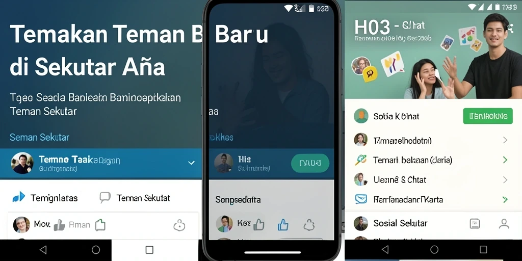 Antarmuka H03 yang modern dan interaktif untuk menemukan teman sekitar.