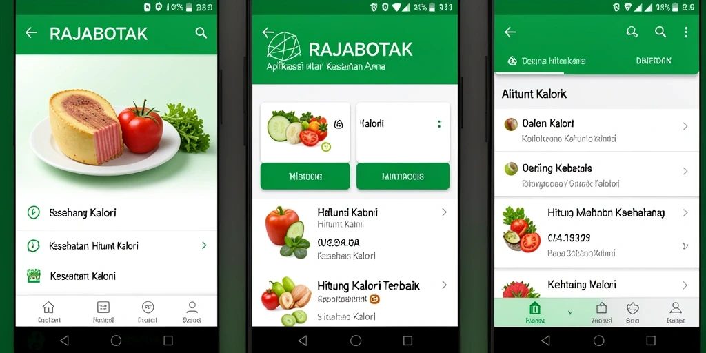 Tampilan antarmuka RAJABOTAK yang informatif untuk penghitungan kalori.
