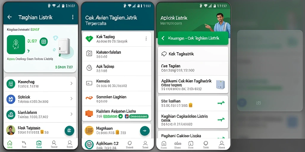 Antarmuka pengguna aplikasi Cek Tagihan Listrik SD107 yang intuitif.