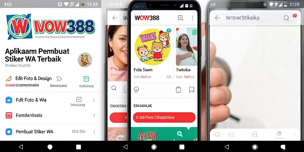 Tampilan antarmuka aplikasi WOW388 untuk membuat stiker WA.