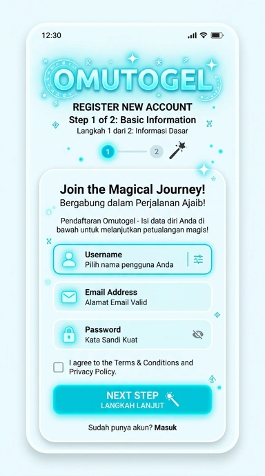 Tampilan halaman daftar omutogel